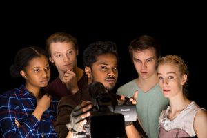 GOLDRAUSCH. 2019 Photo. Javier Sotres. L.R. Tebo Nzeku, Gray Clark, Karthik Kadam, Matthew Rhodes, Hannah Everett